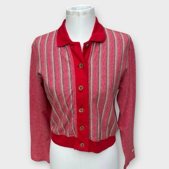 Levi Strauss & Co. Tops - VTG 90s Levi's Red Tab Heritage Southwest Striped Knit Button Up Cardigan Size L